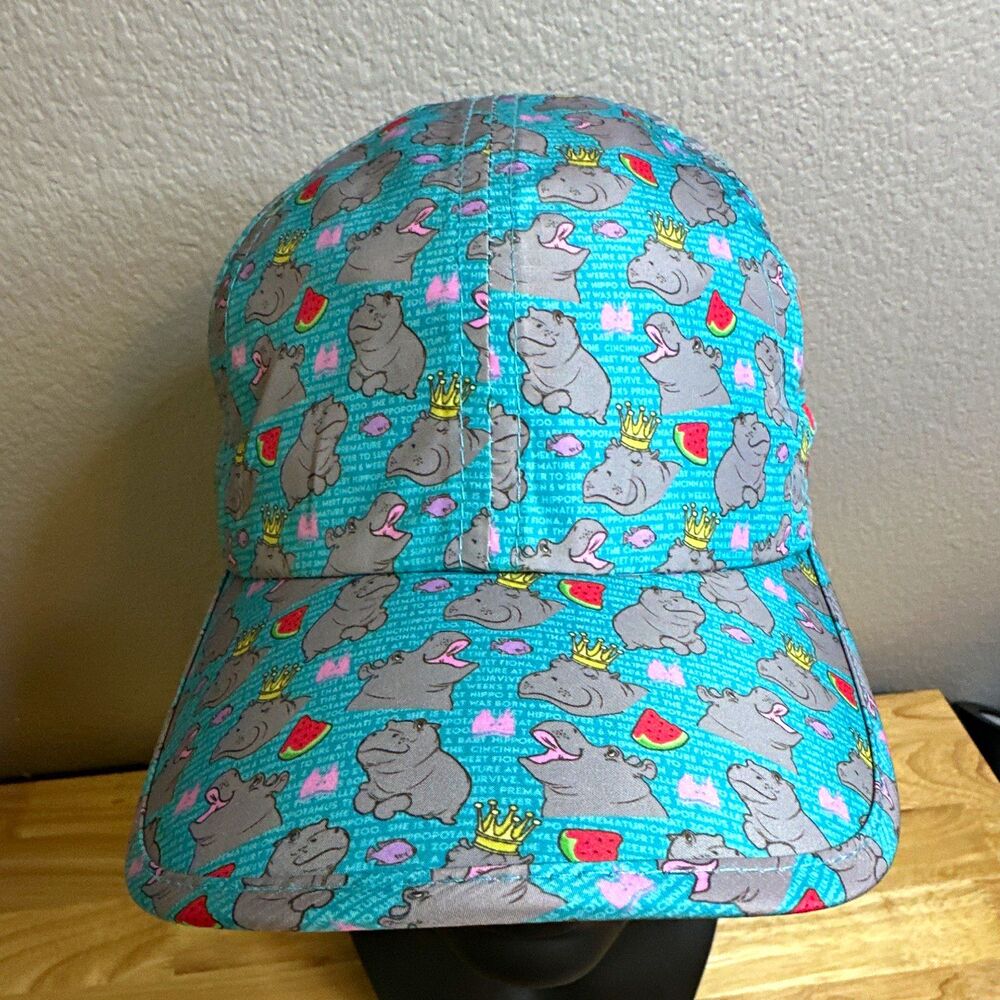 Sprints Womens One Size Adjustable Mesh running Cap Hippo Print breathable